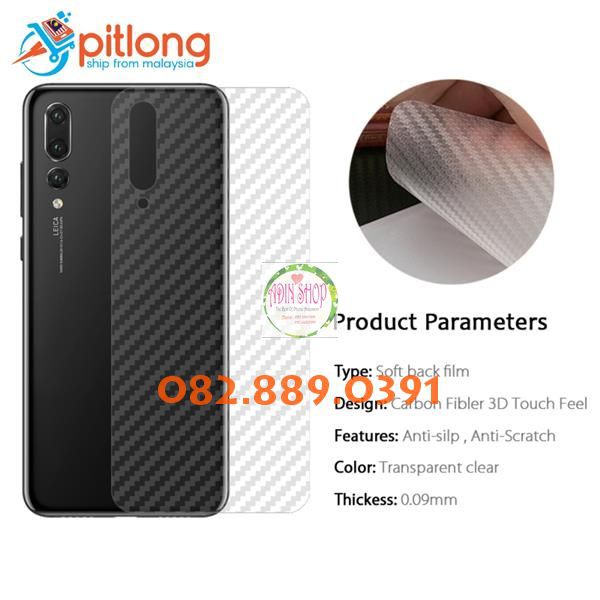 Miếng dán mặt lưng skin carbon Huawei Nova 3i/ 3e/ 3/ 2i/ 5T trong 3D, đen