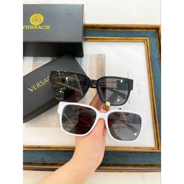 Kính Hiệu Vuông Màu Trắng Đen VS Hot Mới 2022 MẮT KÍNH RÂM NAM NỮ VERSACE CAO CẤP CHỐNG UV400 HOT TREND