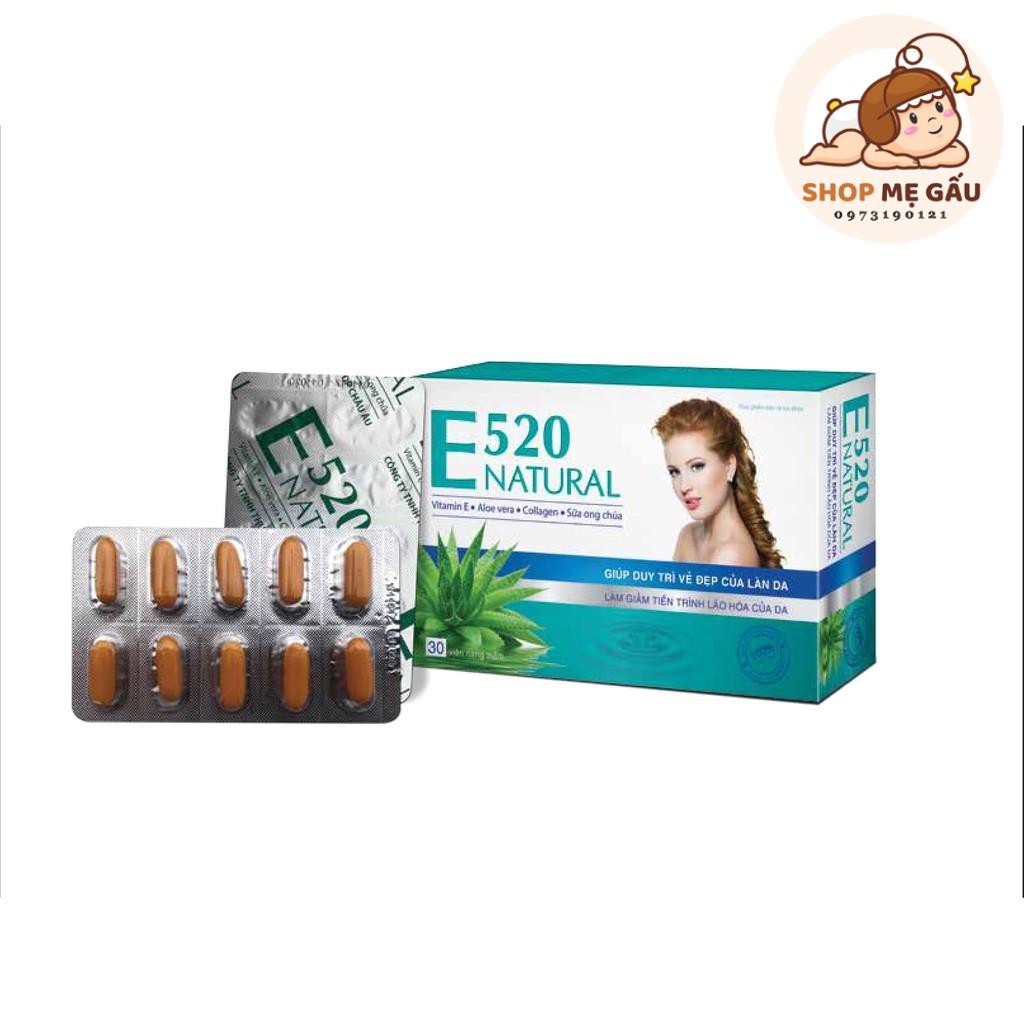 Viên uống Vitamin E 520 Natural hỗ trợ chống Oxy hóa, làm đẹp da hộp 30 viên | Thế Giới Skin Care