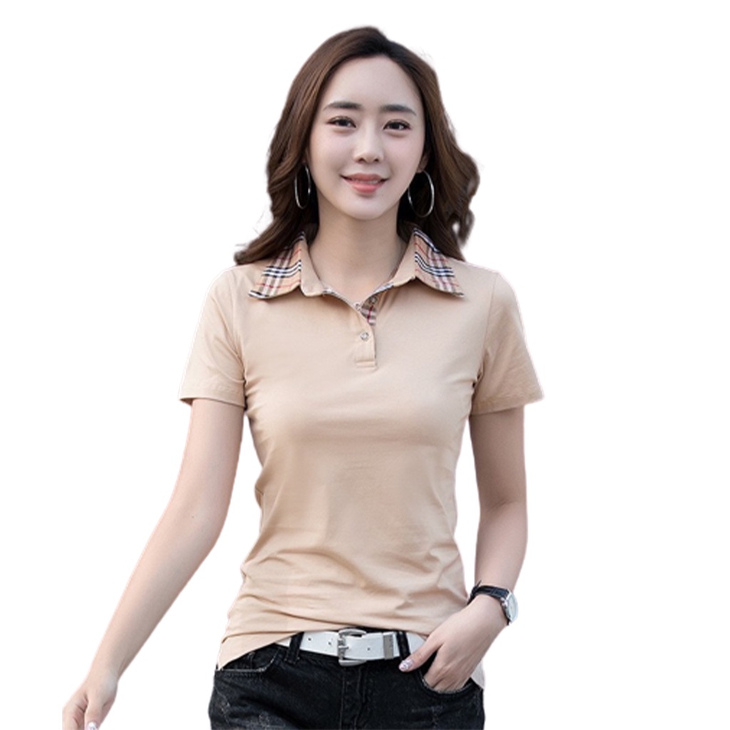 Áo thun polo nữ SUGOLD Store thun cotton ngắn tay thấm hút tốt, dáng công sở nhiều màu RZM44