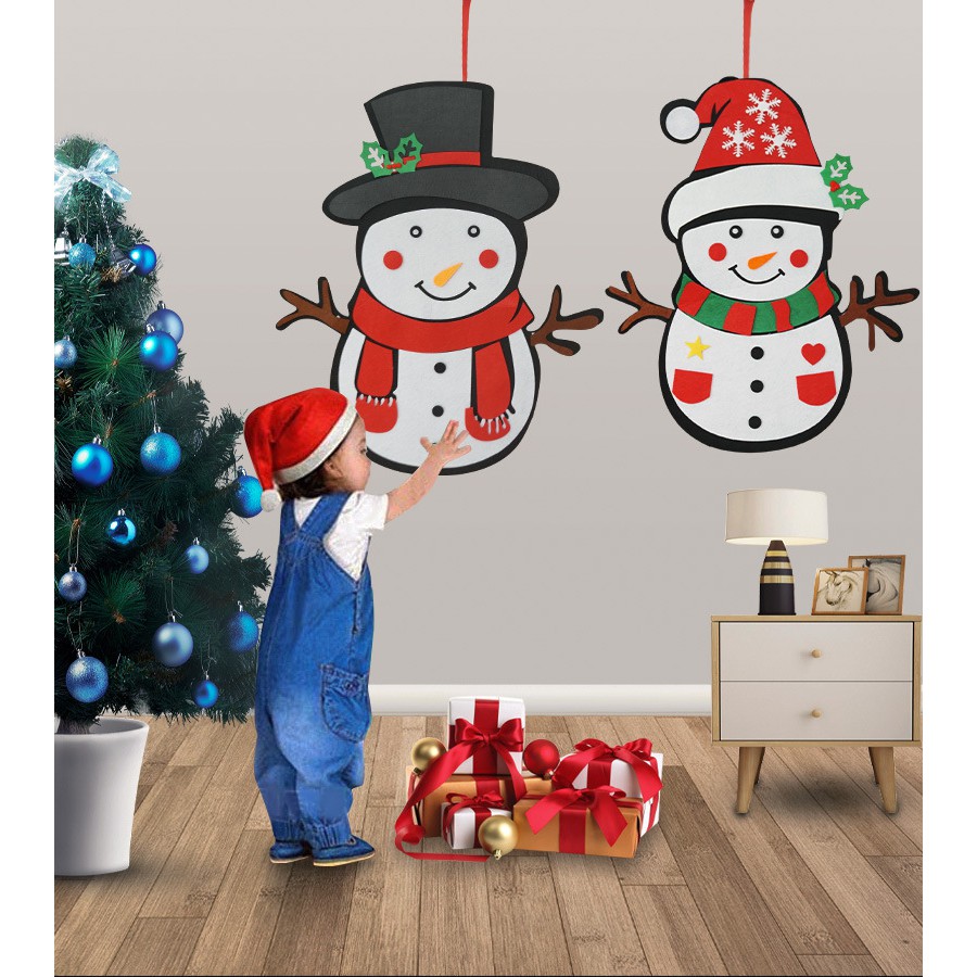 Đồ trang trí giáng sinh bằng vải nỉ hình người Tuyết, cây thông Noen