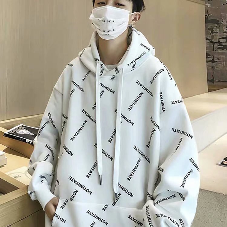 Áo hoodie chất nhung dáng rộng họa tiết in hình phong cách Hip hop thời trang thu đông cá tính cho nam cỡ lớn M-3XL | BigBuy360 - bigbuy360.vn