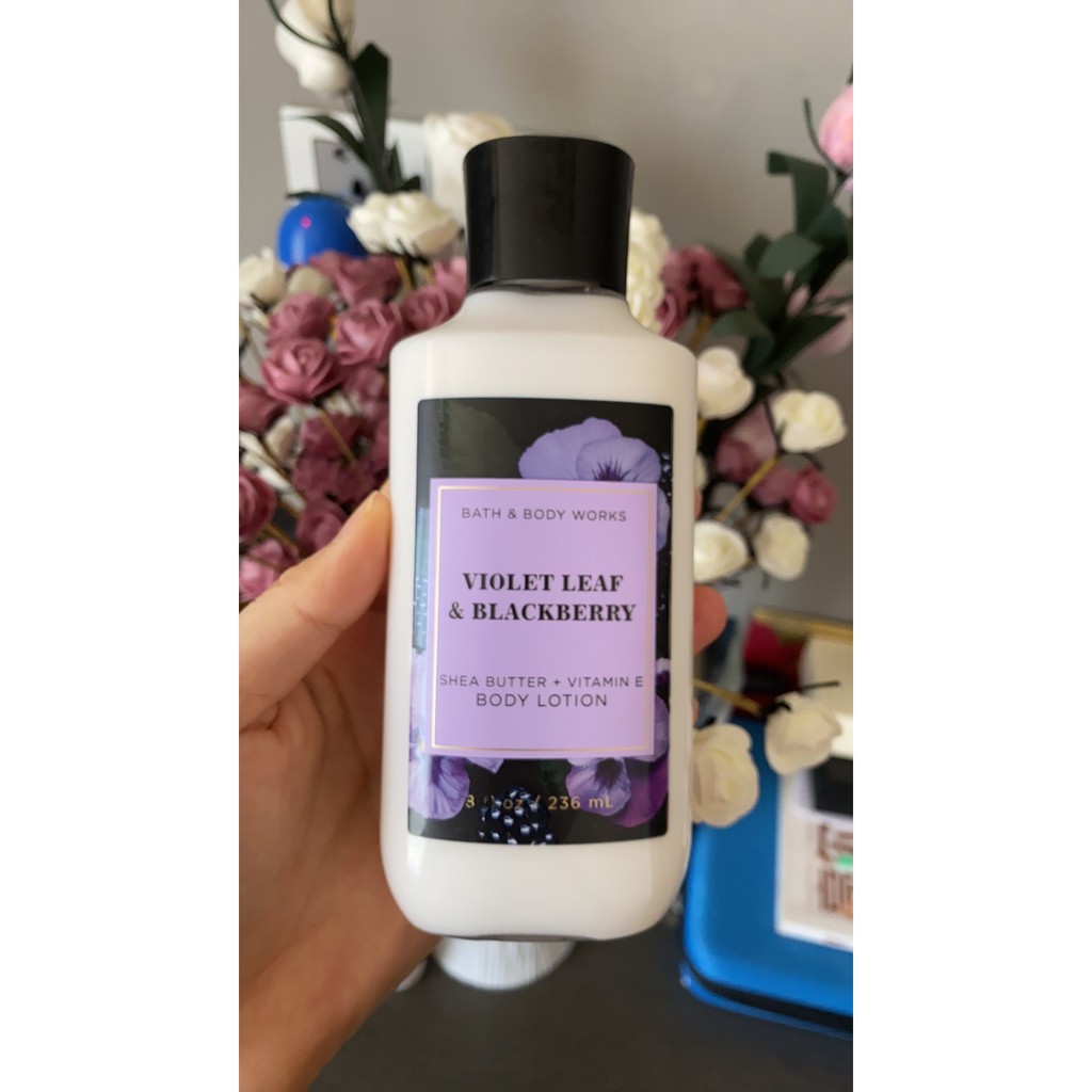 Dưỡng thể giữ ẩm da Bath & Body Works Violet Leaf & Blackberry Shea butter & vitamin E body lotion 236ml (Mỹ)