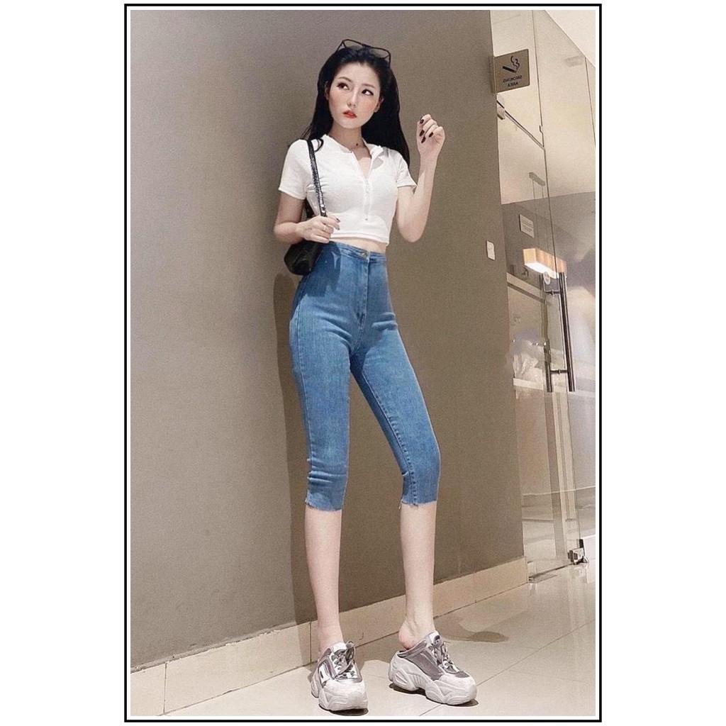 Quần jean nữ LỬNG XANH NHẠT bảng size 26-30 chất jean giãn tốt 2/101-6