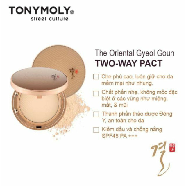 [Hàng mới về] Set (Bộ) Phấn Đông Y Siêu Mịn Tonymoly The Oriental Gyeol Goun Two Way Pact SPF 48 PA+++ | BigBuy360 - bigbuy360.vn