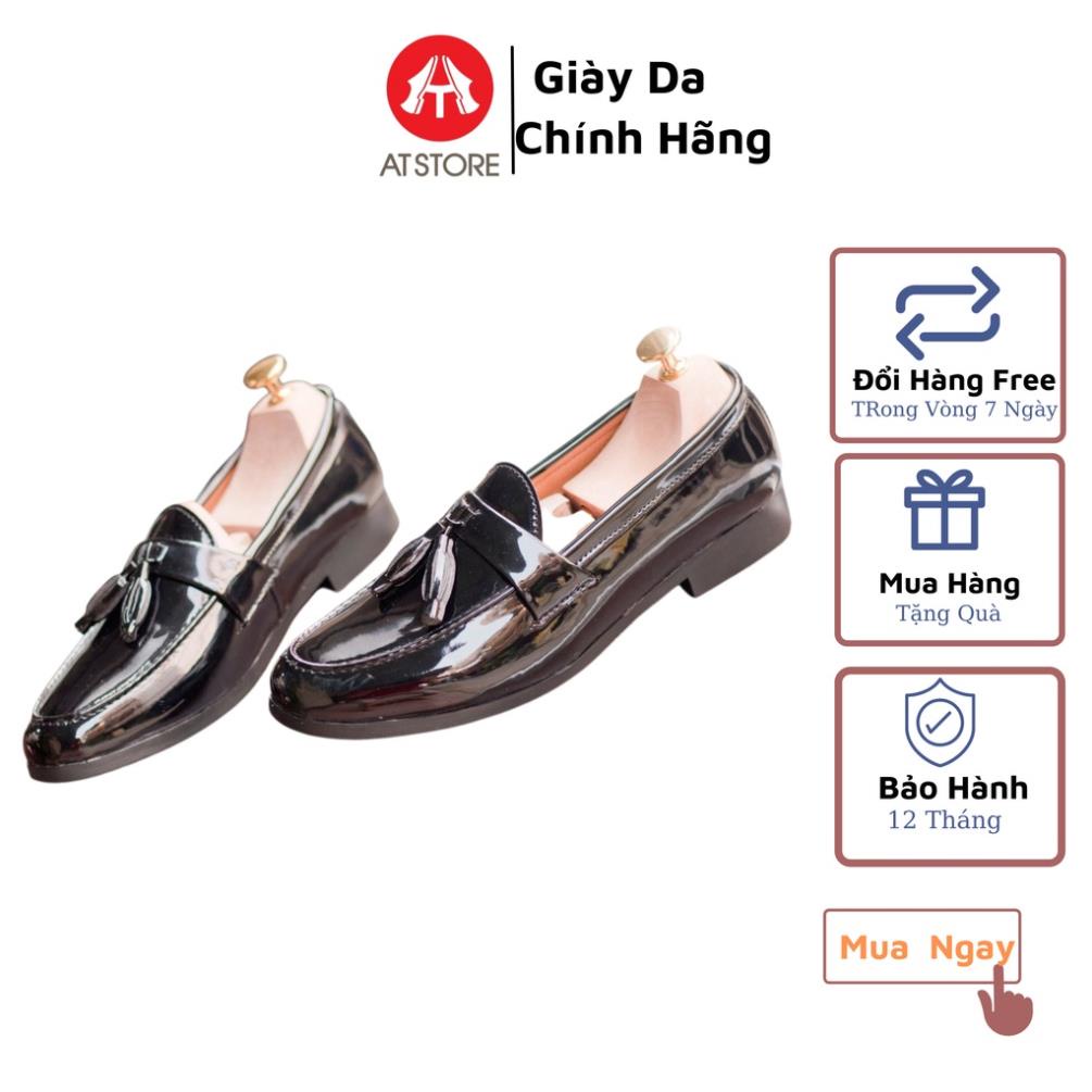 Giầy lười nam da bóng có chuông, đế cao 3 cm khâu chắc chắn - Mã SC01 ⏳