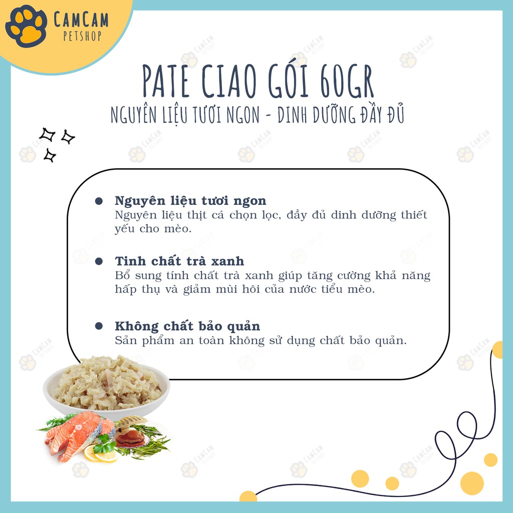 Pate cho mèo Ciao Gói 60gr - Thức ăn cho mèo dạng soup