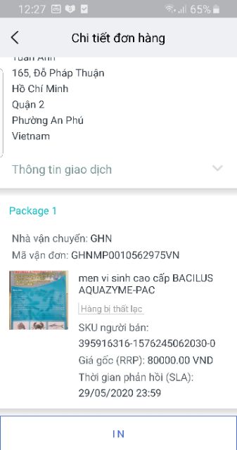 Men vi sinh bacilus aquazyme - pac