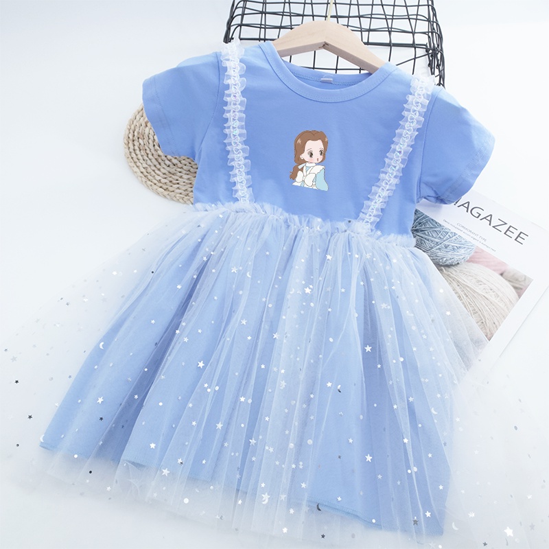 Đầm Công Chúa Phối Ren Đính Kim Sa Nhiều Màu Dễ Thương Thời Trang Cho Bé Gái 2022