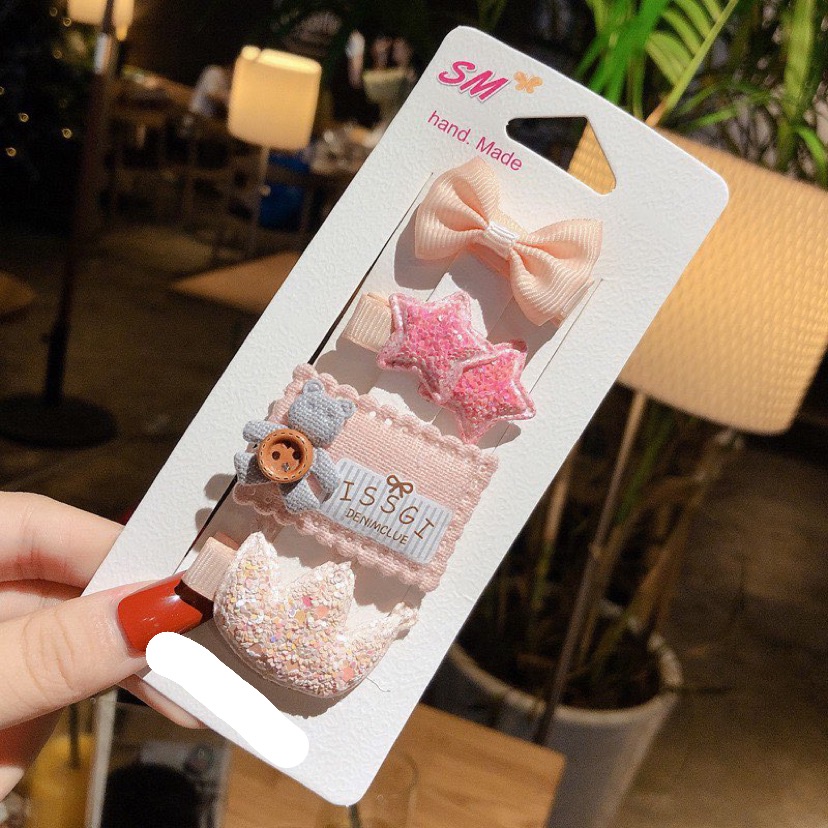 Sét 4 Kẹp Cài Tóc Cho Bé Gái Phong Cách Hàn Quốc