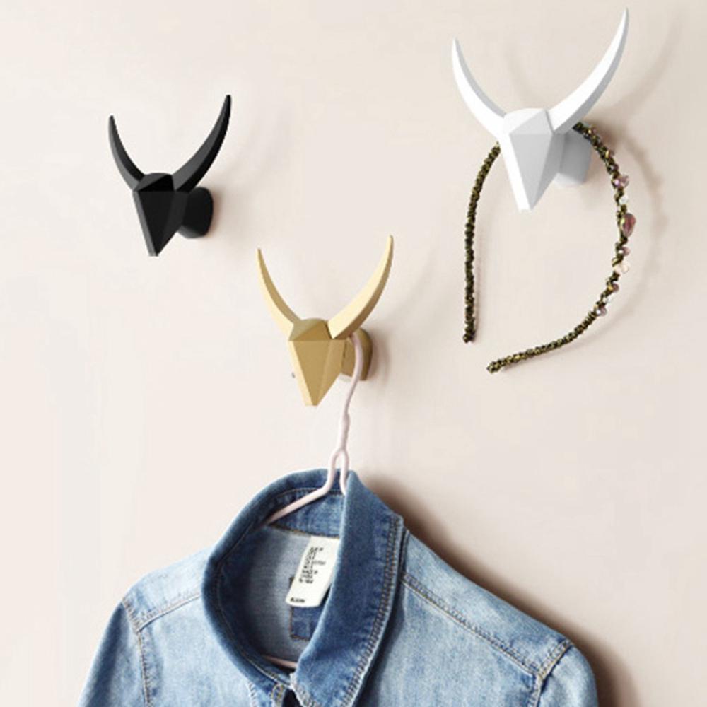 Móc Treo Chìa Khóa Gắn Tường Hình Đầu Động Vật Bằng Nhựa Resin Không Cần Khoan Lỗ Giá Đỡ