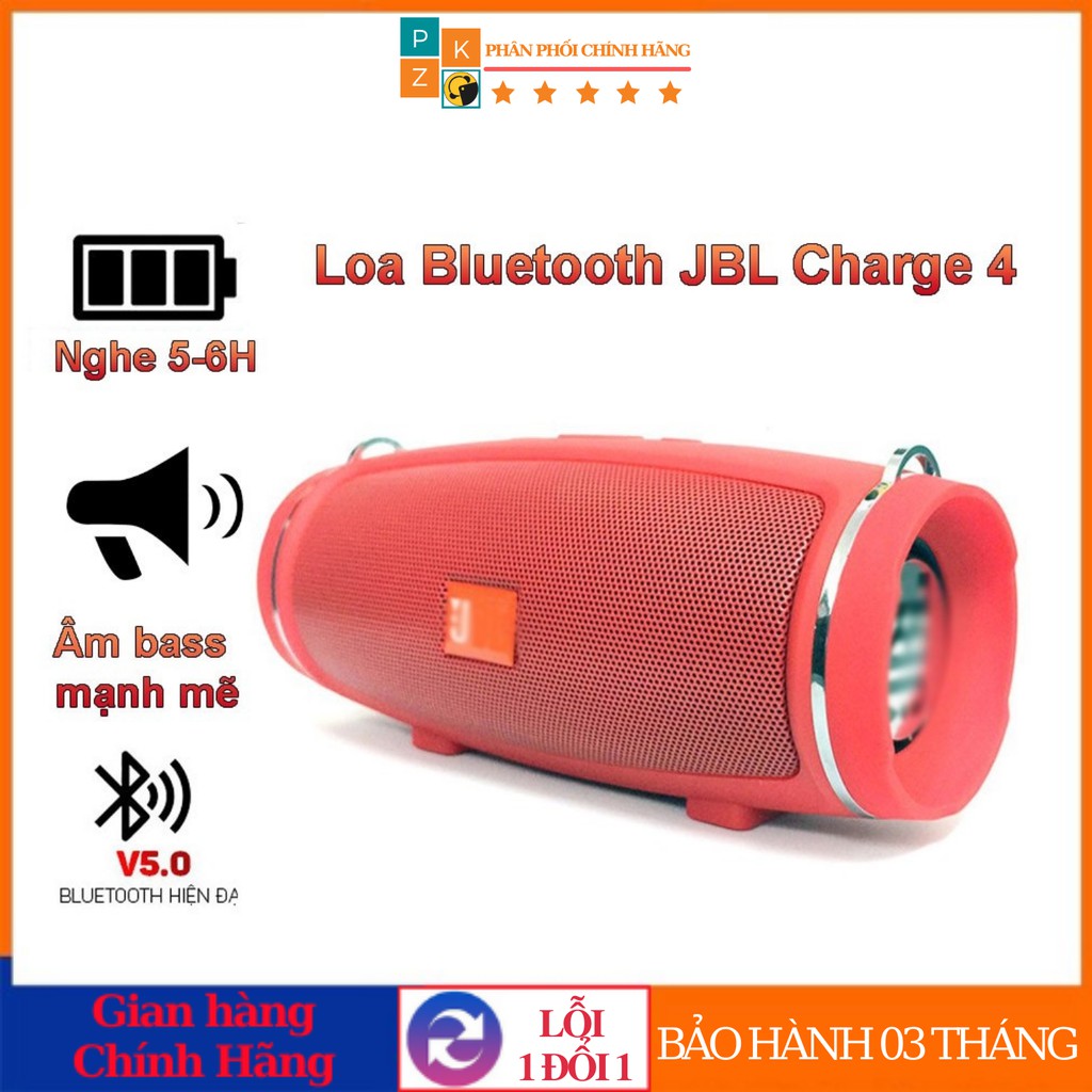 Loa bluetooth jbl charge 4+ mini vỏ nhôm Bass mạnh, âm thanh trong, Pin 3- 4h có dây đeo, hỗ trợ thẻ nhớ, Usb