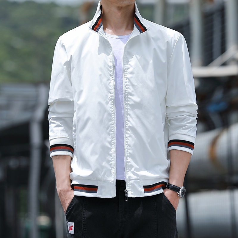 Áo khoác nam mùa xuân thu mỏng Áo khoác thông thường Áo khoác cotton Áo khoác mỏng Áo khoác nam cổ đ