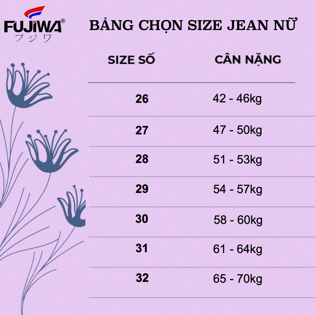 Quần Jean Nữ Ống Đứng FUJIWA - QR. Ống Đứng Hơi Ôm Nhẹ, Lưng Cao Ngang Rốn. Size 26, 27, 28, 29, 30, 31, 32 (42 - 70kg)