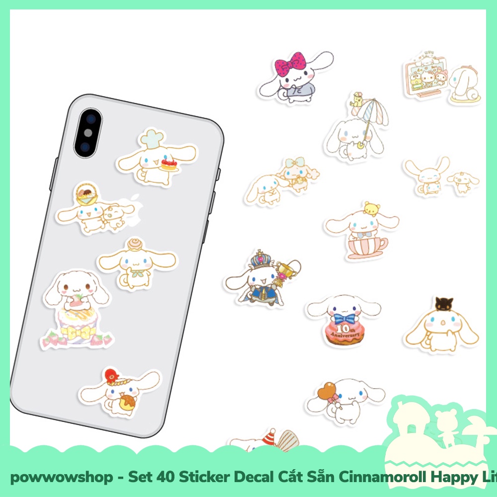 [Sẵn VN - Hỏa Tốc] Set 40/60 Sticker Mini Decal Dán Trang Trí Vật Dụng Mẫu Sanrio Cinnamoroll Cute Lovely Days