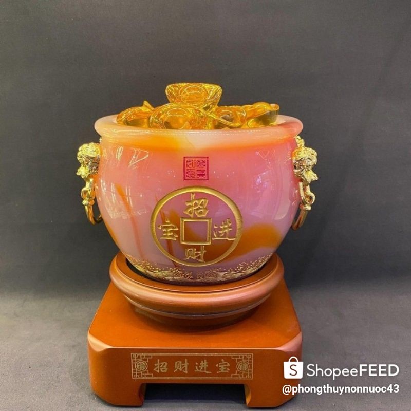 Bát Tụ Bảo Phong thuỷ  Đá Ngọc Chiêu Tài Lộc,  kích thước 15cm, 20cm  Có đế đẹp