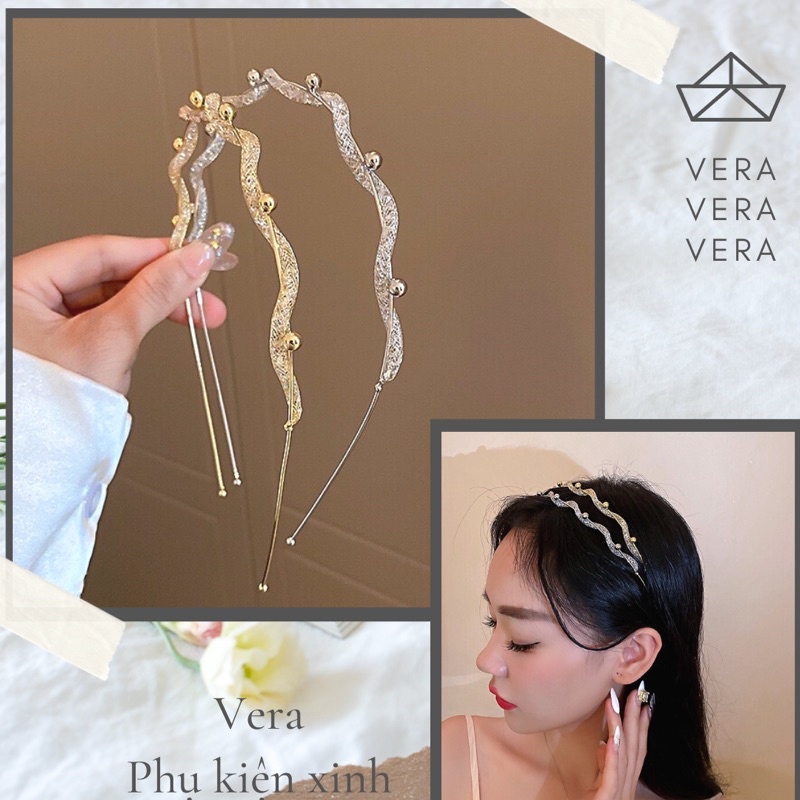 Cài tóc phong cách hàn quốc cho nữ, băng đô dễ thương đính ngọc