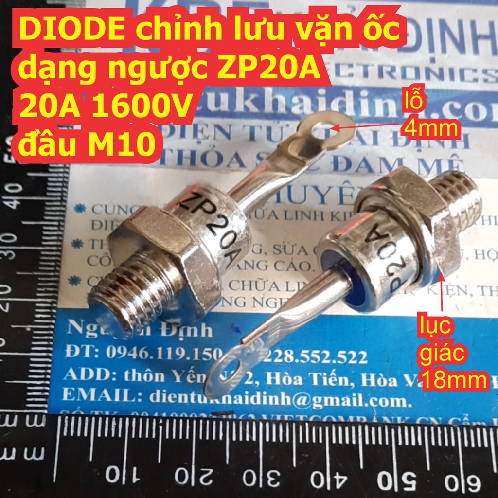 DIODE chỉnh lưu đầu vặn ốc dạng ngược ZP20A 2CZ20A 20A 1000V, đầu M10 kde7792