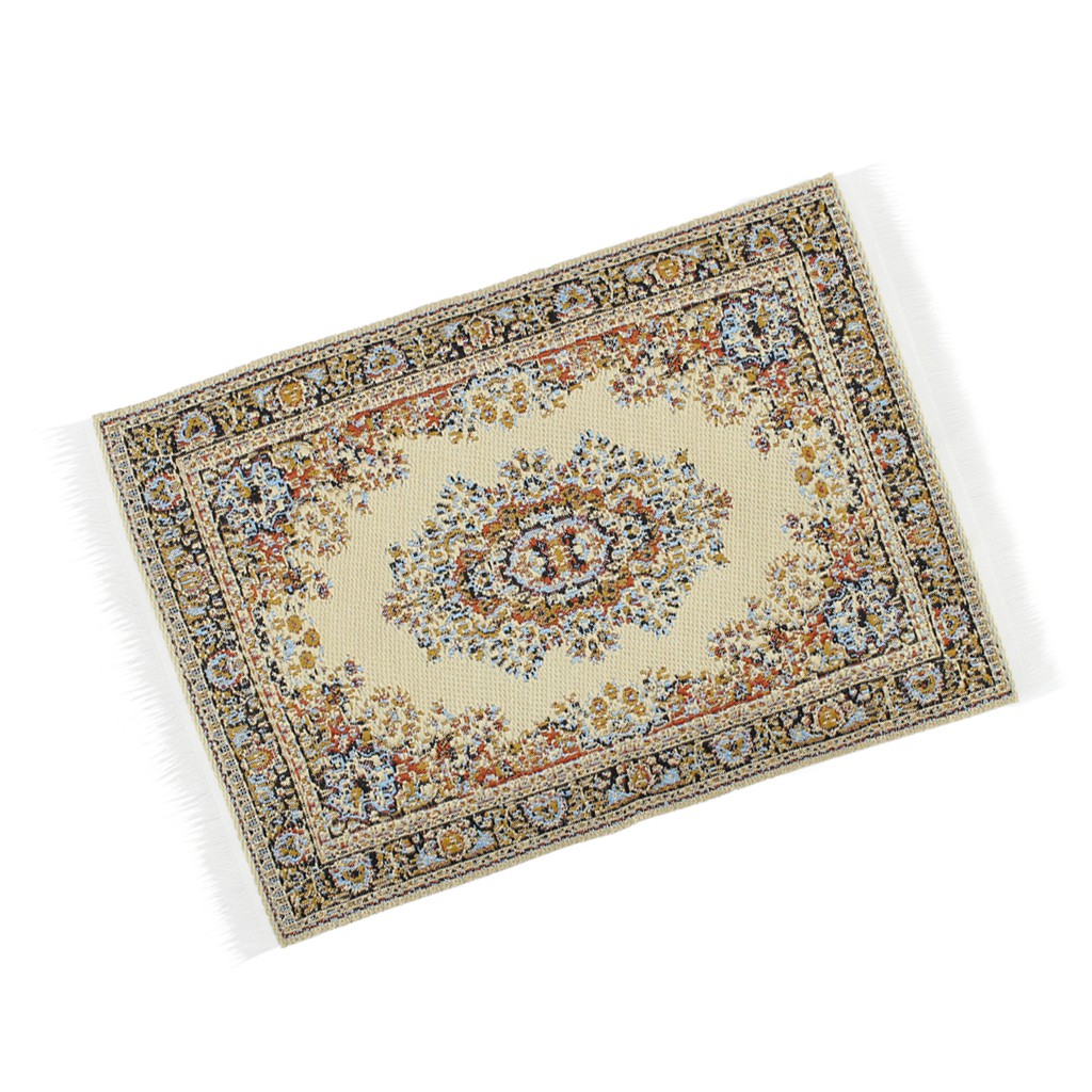 [Chiwanji] Thảm Lót Sàn Nhà Búp Bê Bằng Vải Dệt Màu Be Tỉ Lệ 1 / 12