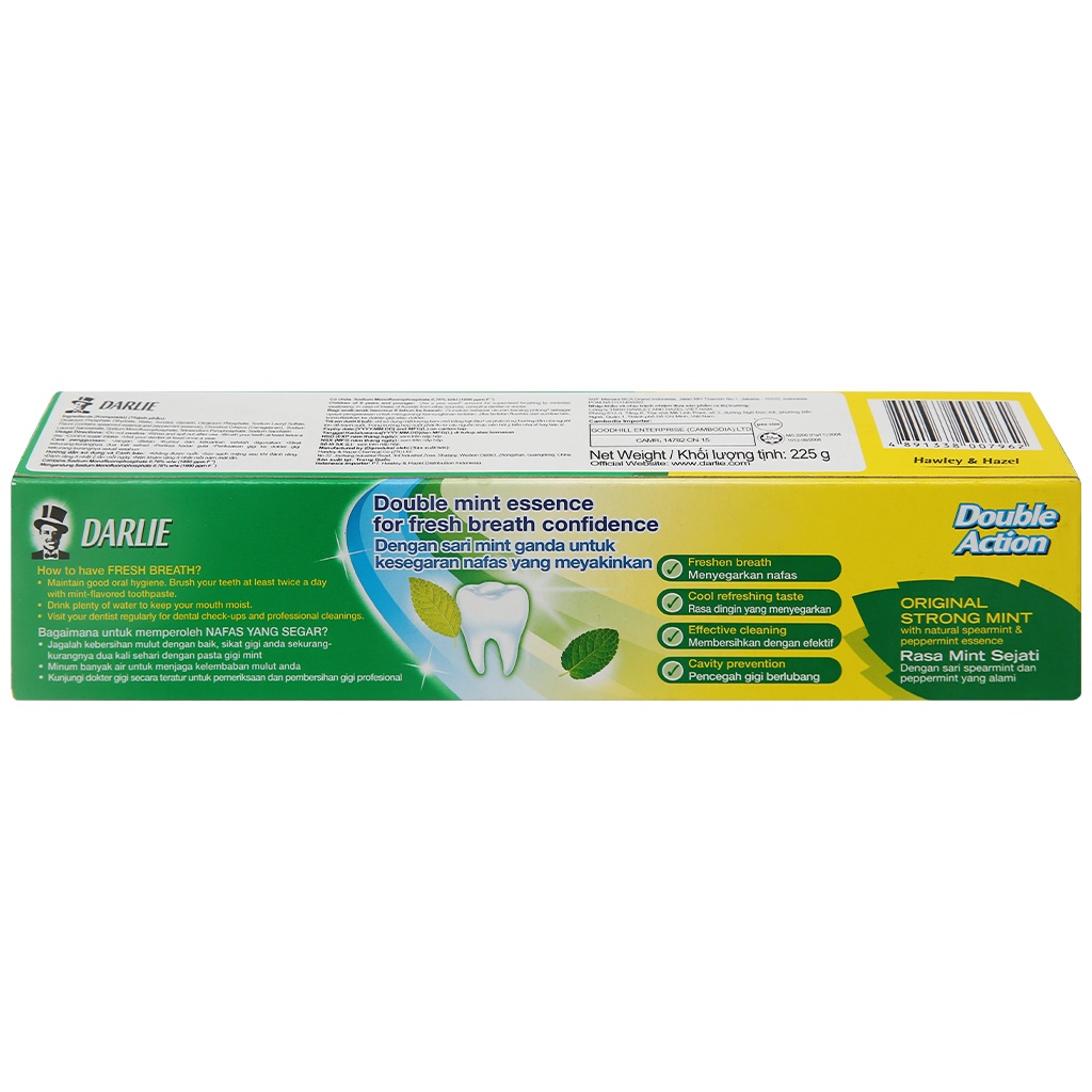 Combo 2 tuýp Kem Đánh Răng Darlie Double Action Fresh + Clean 225g/Tuýt