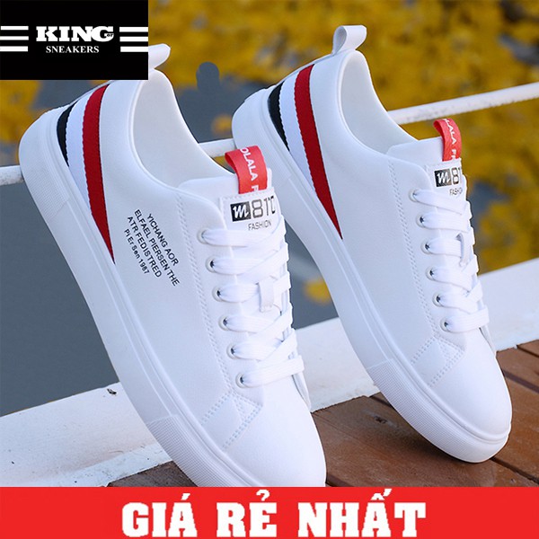 Giày sneaker nam thể thao màu trắng đẹp cổ cao cho học sinh đi học mã TGT