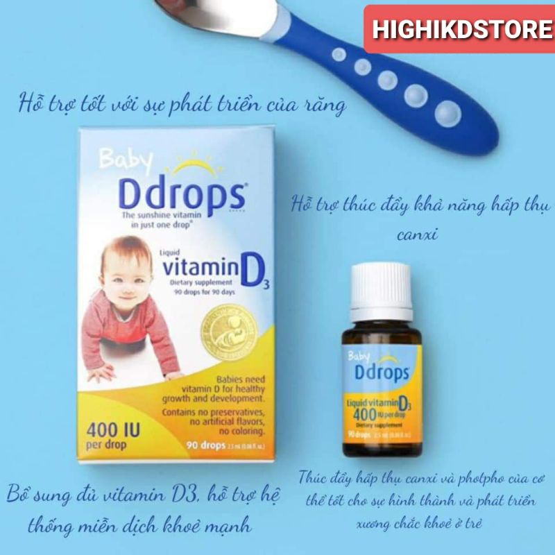 Baby Ddrops Vitamin D3 ddrop cho bé 90 giọt Mỹ