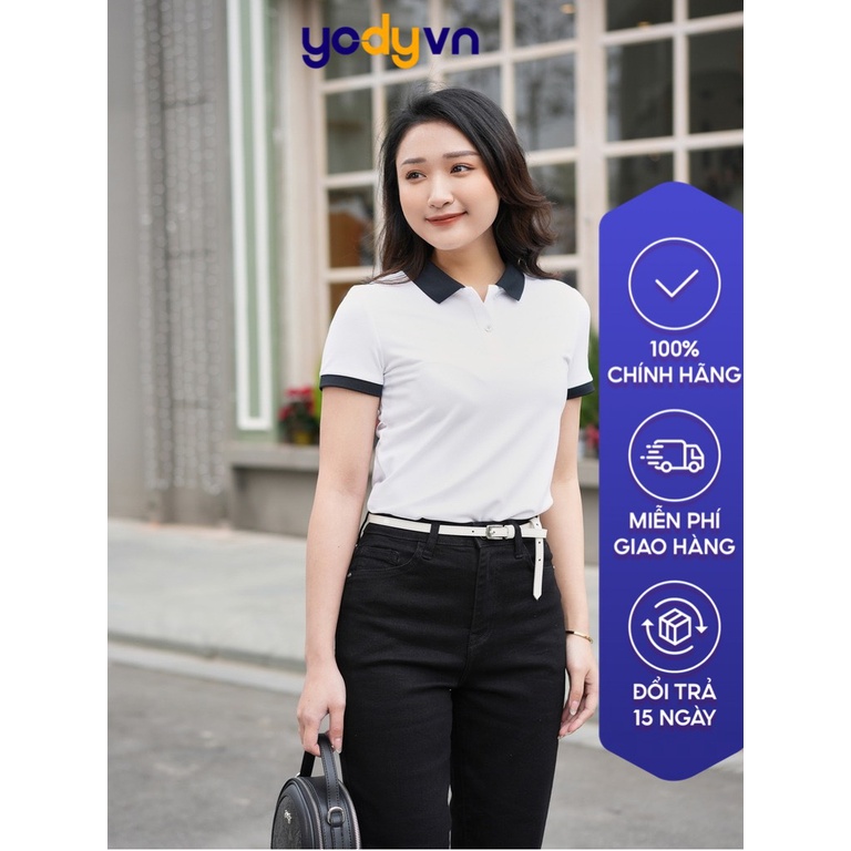 Áo polo nữ YODY chất liệu cafe phối màu áo có cổ - APN5382