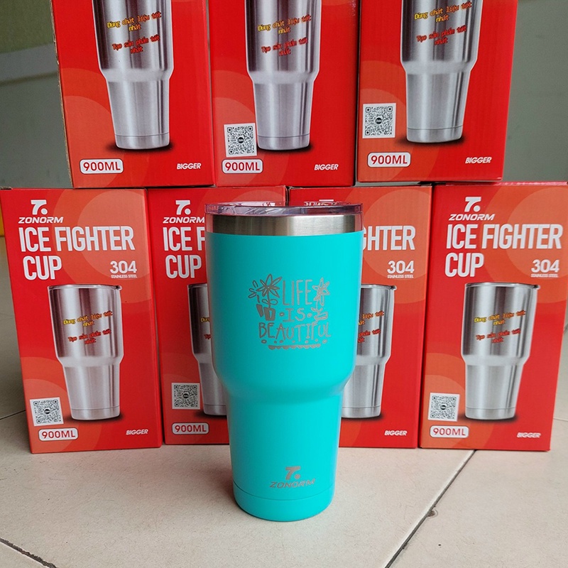 Ly giữ nhiệt inox 900ml vỏ nhám chống trầy