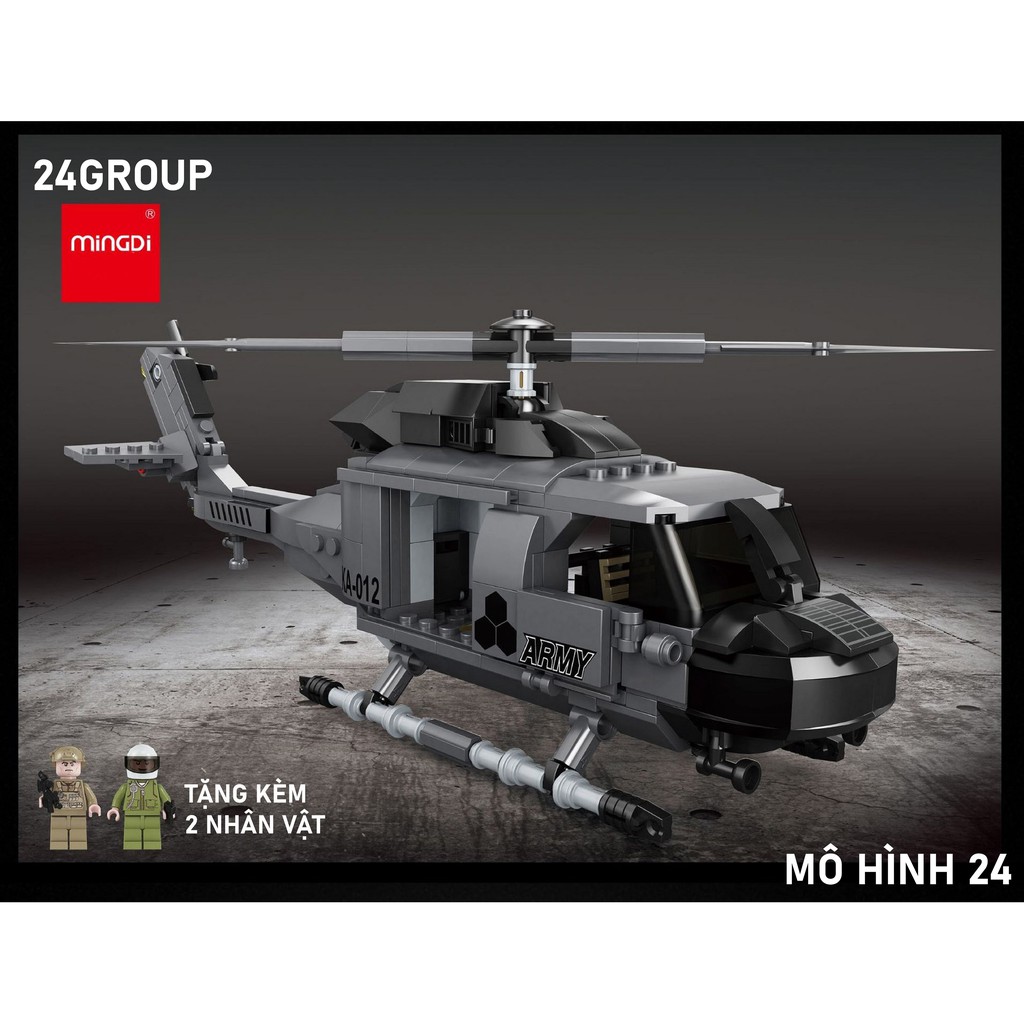 Bộ đồ chơi mô hình non lego Lắp Ráp máy bay trực thăng quân đội quân sự swat MOC leog K082 đồ xếp hình