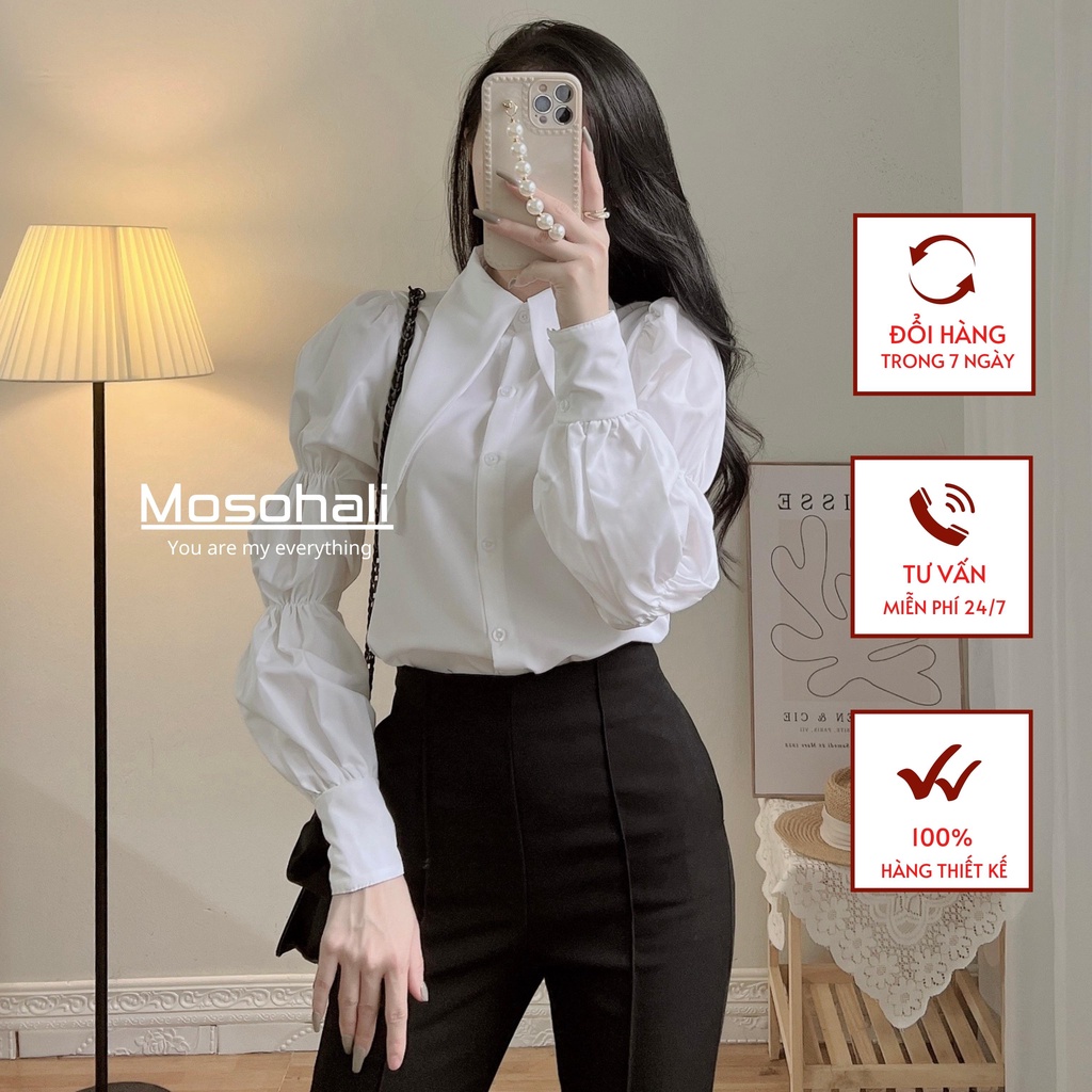 Quần tây nữ ống loe dập ly quần âu nữ cạp cao thiết kế mosohali vải công sở tôn dáng chuẩn thanh lịch