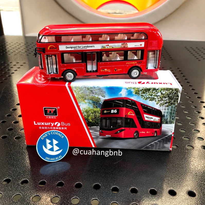 Mô hình xe buýt 2 tầng tỉ lệ 1:32 bằng hợp kim