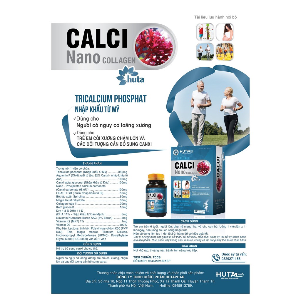 Calci nano collagen chiết xuất từ tảo biển CHÂU ÂU, không lắng cặn, không táo bón