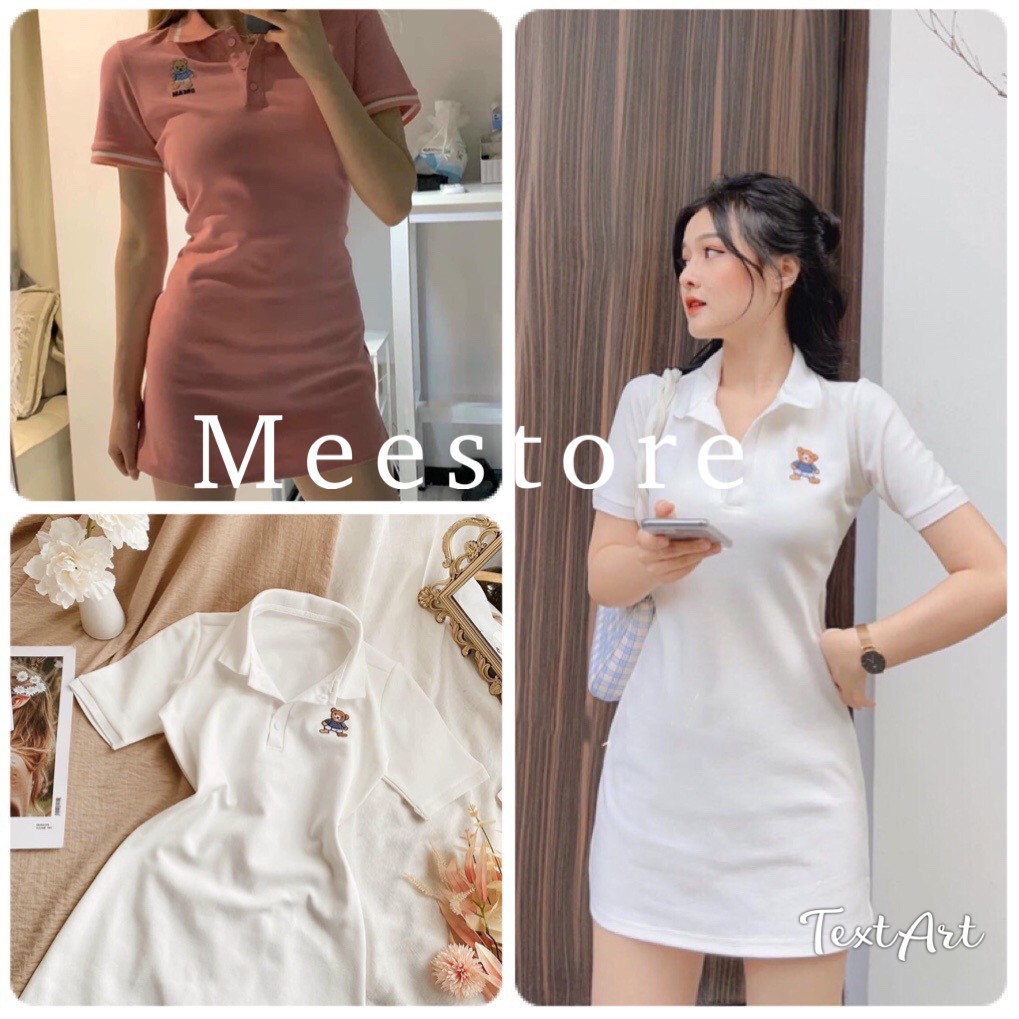 Váy Polo Thun Trơn Cộc Tay Nữ-  Đầm Sơ Mi Ngắn Tay Body Dáng Ôm Kiểu Dáng Hàn Quốc Siêu Xinh | BigBuy360 - bigbuy360.vn