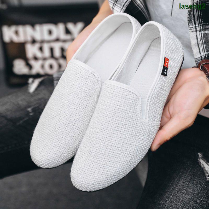 Giày Lười Vải Lanh Thoáng Khí Thời Trang Mùa Hè Cho Nam