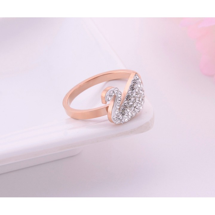 Nhẫn titan nữ màu hồng kiểu thiên nga đính full đá siêu đẹp, bền màu- Tặng hộp - Đem lại sự quyến rũ cho đôi tay của bạn