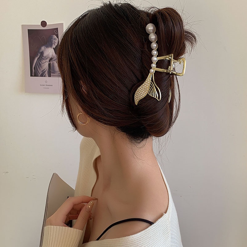 Kẹp Càng Cua Kim Loại Đính Đá Và Ngọc Trai Nhân Tạo Phong Cách Hàn Quốc