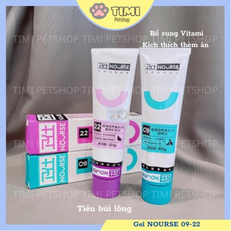 Gel dinh dưỡng NOURSE 09 22 vitamin toàn diện và tiêu búi lông cho mèo