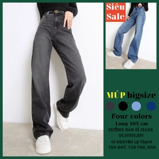 HOT [Size 30~35] Quần Suông Dài Bigsize Nữ - Đen, Xám, Xanh đậm, Xanh Đá - Lưng Siêu Cao / Quần Jean