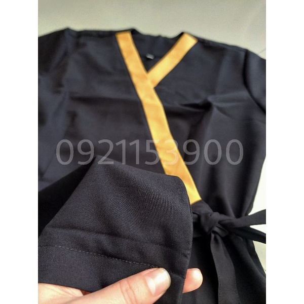 Đồng phục spa màu đen viền vàng