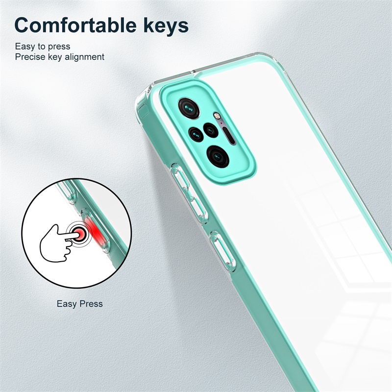 Ốp Điện Thoại TPU Mềm Trong Suốt Dày Dặn Viền Nhiều Màu 2 Trong 1 Cho Xiaomi Redmi Note 10 Pro Max 10S Mi 11
