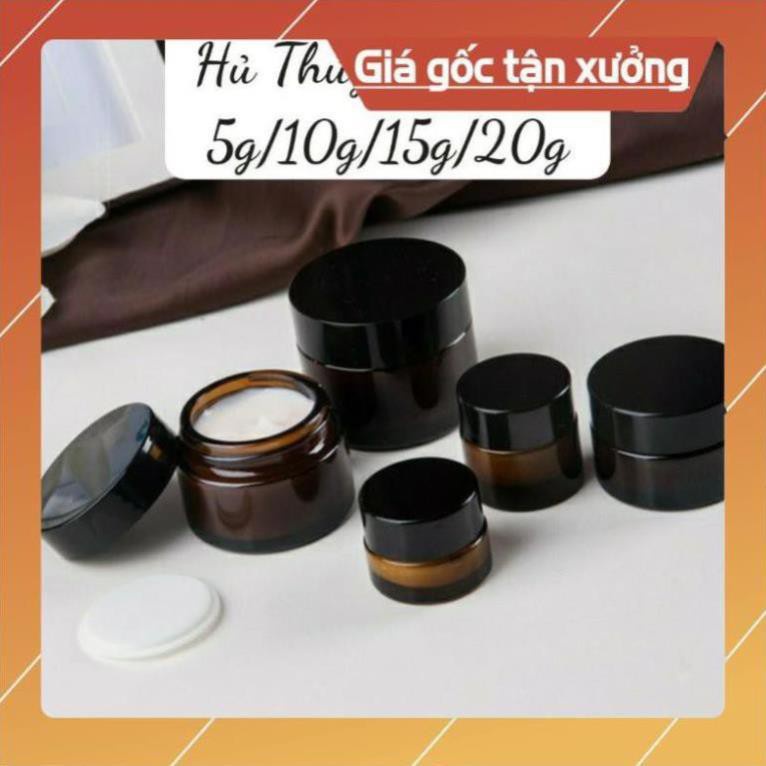 Hủ Đựng Kem ❤ RẺ VÔ ĐỊCH ❤ Hũ Chiết Kem Thủy Tinh Nâu 5g,10g,15g,20g,30g,50g đựng mỹ phẩm , phụ kiện du lịch