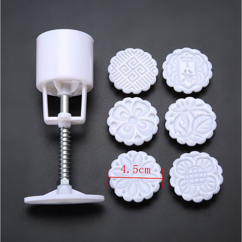 Set khuôn làm bánh trung thu kèm 6 khuôn ép chất liệu ABS cấp thực phẩm