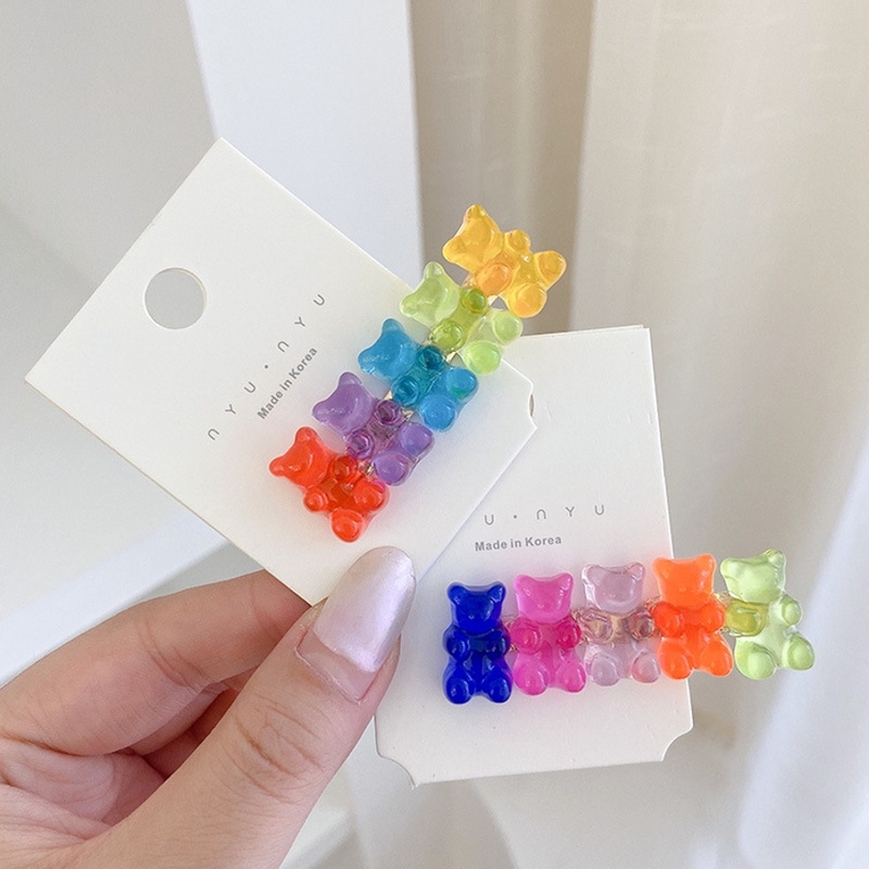 Kẹp Tóc Nhiều Màu Sắc Họa Tiết Gấu Hoạt Hình Dễ Thương Cho Nữ
