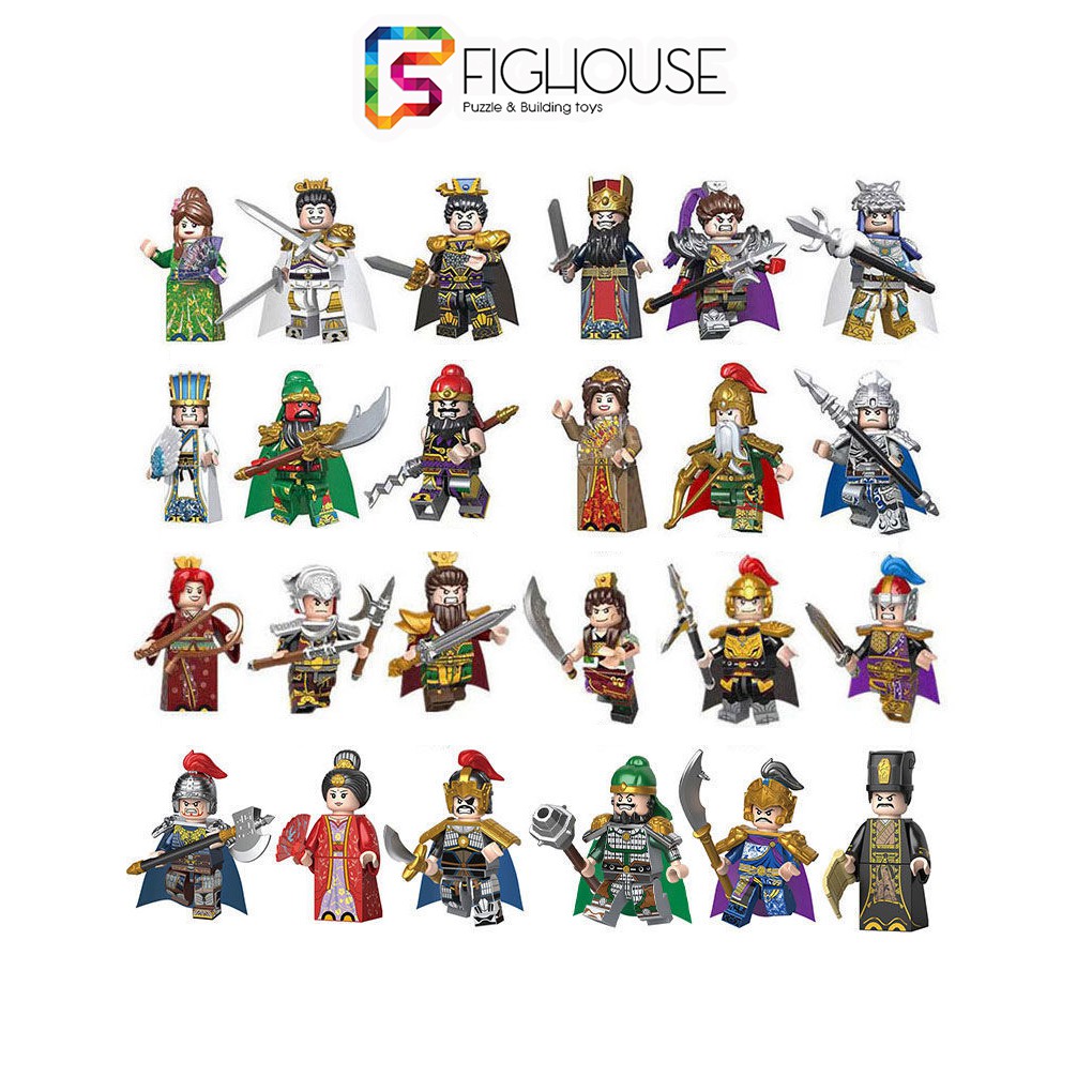 Combo 6 Minifigures Nhân Vật Tam Quốc Quan Vũ, Lữ Bố, Triệu Vân, Chu Du, Khổng Minh, Tư Mã Ý - Đồ Chơi Lắp Ráp 2030ABCD