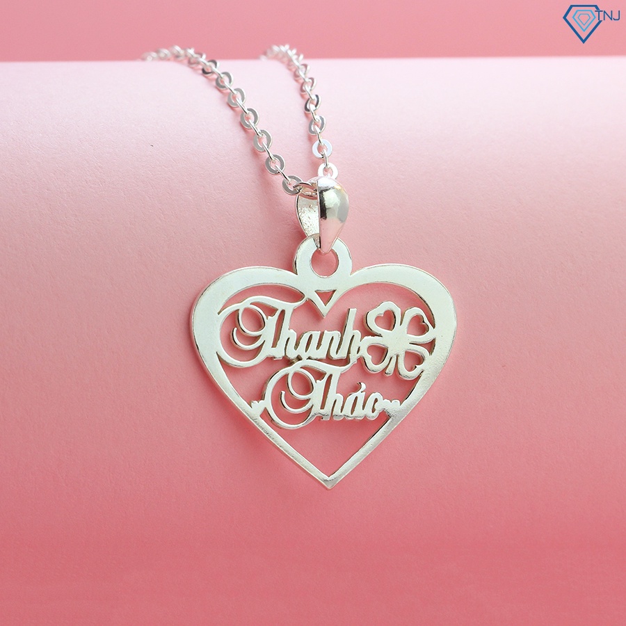 Dây chuyền chữ theo tên bằng bạc thật hình trái tim đẹp DCC0020 - Trang Sức TNJ