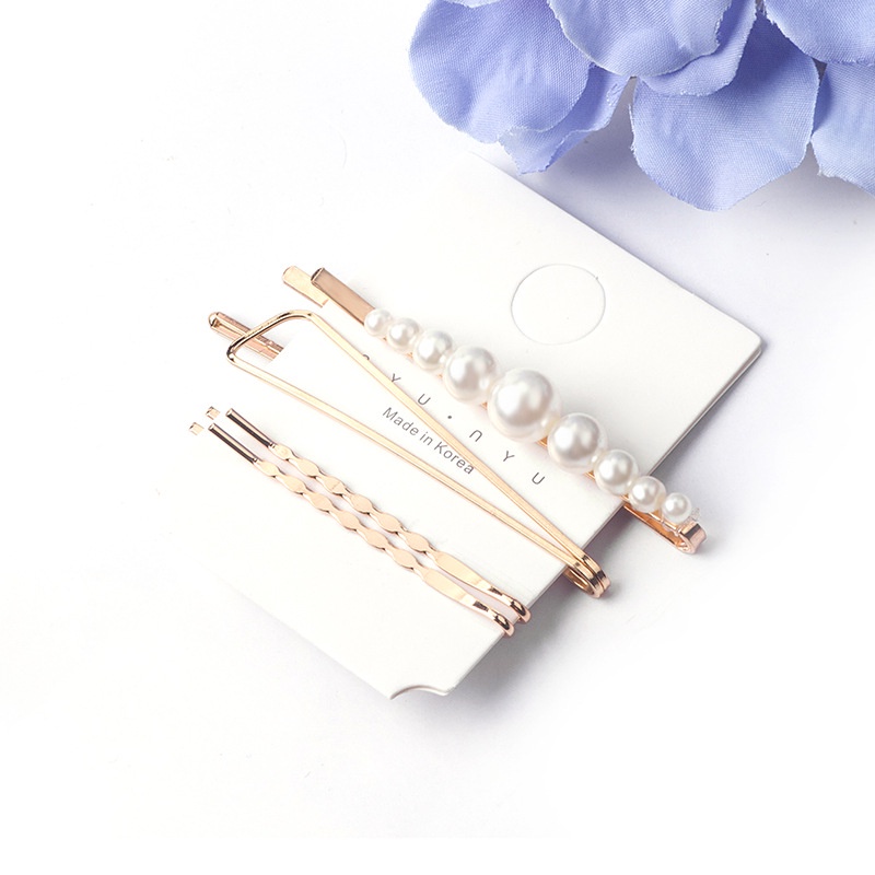 Set 4 kẹp tóc đính ngọc trai thời trang phong cách Hàn Quốc