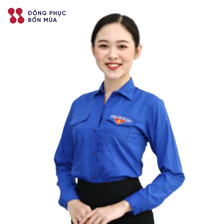 Áo sơ mi đoàn thanh niên nam, nữ chất liệu cao cấp hàng loại 1 sẵn hàng kèm video A-TNCS-SM-D