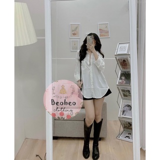 [Ảnh thật] Áo sơ mi oversize lụa tay dài có túi ulzzang