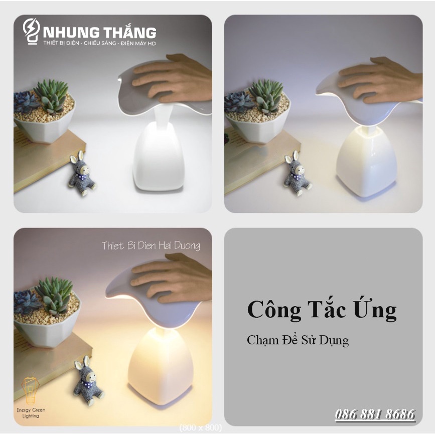 Đèn Bàn Hình Cây Nấm ZDT-5888 - 3 Chế Độ Ánh Sáng - Tăng Giảm Ánh Sáng - Pin Sạc Tích Điện - Bảo Hành 12 Tháng