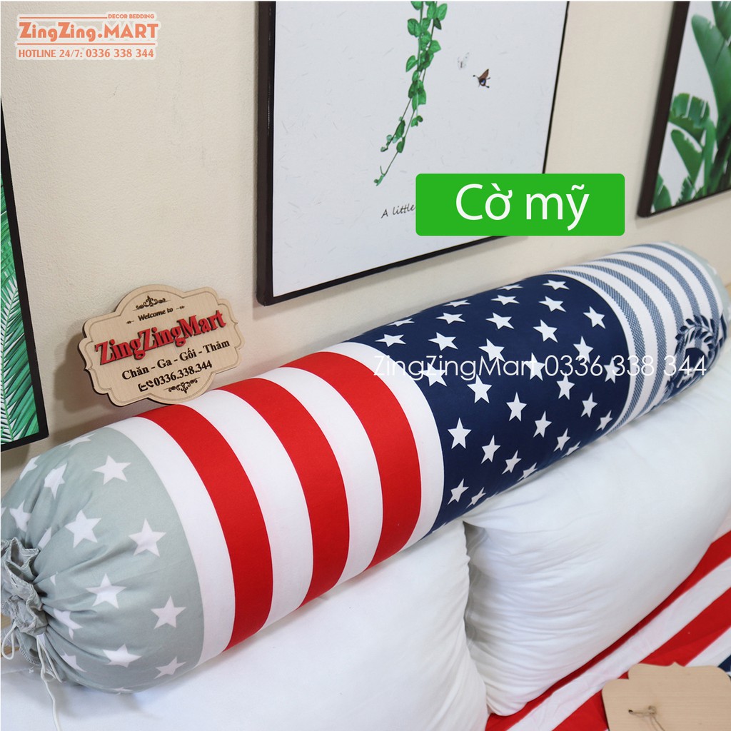Vỏ Gối Ôm Mẫu Cờ Mỹ Kích Thước 35 x 105cm